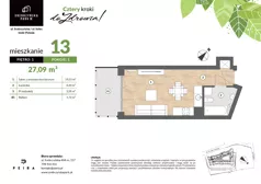 1 pokój, mieszkanie 27,09 m², piętro 1, oferta nr M13, Srebrzyńska Park IV, Łódź, Polesie, ul. Srebrzyńska 109