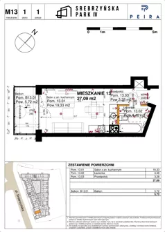 1 pokój, mieszkanie 27,09 m², piętro 1, oferta nr M13, Srebrzyńska Park IV, Łódź, Polesie, ul. Srebrzyńska 109