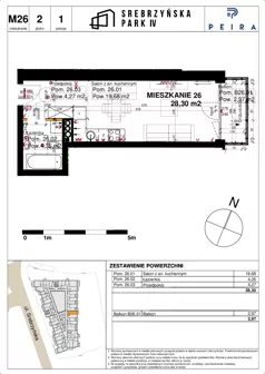 1 pokój, mieszkanie 28,30 m², piętro 2, oferta nr M26, Srebrzyńska Park IV, Łódź, Polesie, ul. Srebrzyńska 109