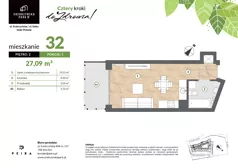 1 pokój, mieszkanie 27,09 m², piętro 2, oferta nr M32, Srebrzyńska Park IV, Łódź, Polesie, ul. Srebrzyńska 109