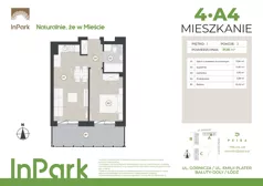 2 pokoje, mieszkanie 37,35 m², piętro 1, oferta nr 4, InPark, Łódź, Bałuty, ul. Emilii Plater / ul. Górnicza