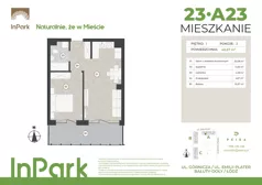 2 pokoje, mieszkanie 40,67 m², piętro 1, oferta nr 23, InPark, Łódź, Bałuty, ul. Emilii Plater / ul. Górnicza