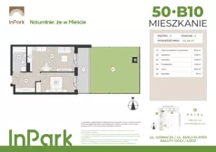 2 pokoje, mieszkanie 42,48 m², parter, oferta nr 50, InPark, Łódź, Bałuty, ul. Emilii Plater / ul. Górnicza