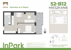 2 pokoje, mieszkanie 39,35 m², piętro 1, oferta nr 52, InPark, Łódź, Bałuty, ul. Emilii Plater / ul. Górnicza
