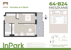 2 pokoje, mieszkanie 42,67 m², piętro 1, oferta nr 64, InPark, Łódź, Bałuty, ul. Górnicza 31