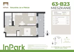 2 pokoje, mieszkanie 42,64 m², piętro 1, oferta nr 63, InPark, Łódź, Bałuty, ul. Górnicza 31