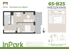 2 pokoje, mieszkanie 39,63 m², piętro 2, oferta nr 65, InPark, Łódź, Bałuty, ul. Górnicza 31