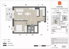 2 pokoje, mieszkanie 44,00 m², piętro 6, oferta nr 64, Osiedle Łososiowa, Łódź, Bałuty, Radogoszcz, ul. Okoniowa 11-13
