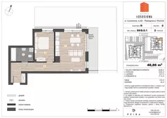 2 pokoje, mieszkanie 48,86 m², parter, oferta nr 89, Osiedle Łososiowa, Łódź, Bałuty, Radogoszcz, ul. Okoniowa 11-13