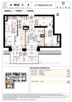 2 pokoje, mieszkanie 42,04 m², piętro 3, oferta nr A22, Teria Park, Łódź, Polesie, Złotno, ul. Rąbieńska 45