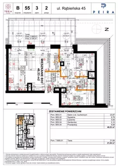 2 pokoje, mieszkanie 46,53 m², piętro 3, oferta nr B55, Teria Park, Łódź, Polesie, Złotno, ul. Rąbieńska 45