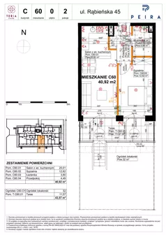 2 pokoje, mieszkanie 40,92 m², parter, oferta nr C60, Teria Park, Łódź, Polesie, Złotno, ul. Rąbieńska 45