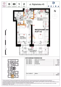 2 pokoje, mieszkanie 43,97 m², piętro 1, oferta nr D89, Teria Park, Łódź, Polesie, Złotno, ul. Rąbieńska 45