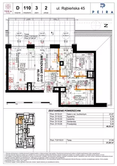 2 pokoje, mieszkanie 46,53 m², piętro 3, oferta nr D110, Teria Park, Łódź, Polesie, Złotno, ul. Rąbieńska 45