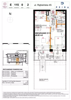 2 pokoje, mieszkanie 40,92 m², parter, oferta nr E115, Teria Park, Łódź, Polesie, Złotno, ul. Rąbieńska 45