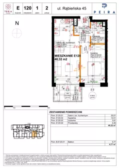 2 pokoje, mieszkanie 40,32 m², piętro 1, oferta nr E120, Teria Park, Łódź, Polesie, Złotno, ul. Rąbieńska 45