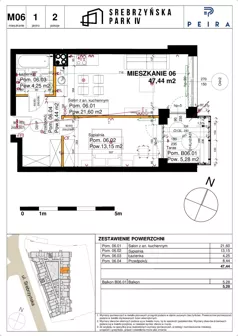 2 pokoje, mieszkanie 47,44 m², piętro 1, oferta nr M06, Srebrzyńska Park IV, Łódź, Polesie, ul. Srebrzyńska 109