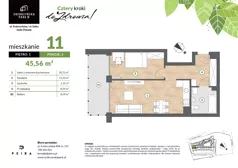 2 pokoje, mieszkanie 45,56 m², piętro 1, oferta nr M11, Srebrzyńska Park IV, Łódź, Polesie, ul. Srebrzyńska 109