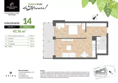 2 pokoje, mieszkanie 47,76 m², piętro 1, oferta nr M14, Srebrzyńska Park IV, Łódź, Polesie, ul. Srebrzyńska 109