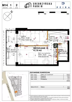 2 pokoje, mieszkanie 47,76 m², piętro 1, oferta nr M14, Srebrzyńska Park IV, Łódź, Polesie, ul. Srebrzyńska 109