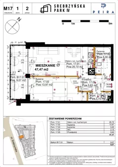 2 pokoje, mieszkanie 47,47 m², piętro 1, oferta nr M17, Srebrzyńska Park IV, Łódź, Polesie, ul. Srebrzyńska 109