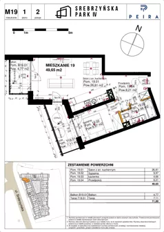 2 pokoje, mieszkanie 49,65 m², piętro 1, oferta nr M19, Srebrzyńska Park IV, Łódź, Polesie, ul. Srebrzyńska 109