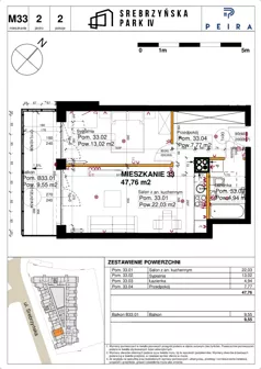 2 pokoje, mieszkanie 47,76 m², piętro 2, oferta nr M33, Srebrzyńska Park IV, Łódź, Polesie, ul. Srebrzyńska 109