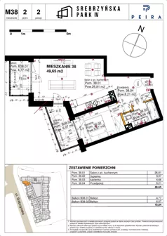 2 pokoje, mieszkanie 49,65 m², piętro 2, oferta nr M38, Srebrzyńska Park IV, Łódź, Polesie, ul. Srebrzyńska 109