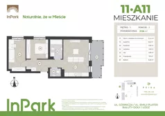 3 pokoje, mieszkanie 57,96 m², piętro 3, oferta nr 11, InPark, Łódź, Bałuty, ul. Emilii Plater / ul. Górnicza