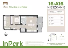 3 pokoje, mieszkanie 57,83 m², piętro 4, oferta nr 16, InPark, Łódź, Bałuty, ul. Górnicza 31