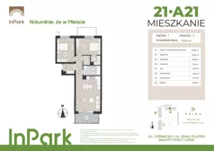 3 pokoje, mieszkanie 73,28 m², piętro 1, oferta nr 21, InPark, Łódź, Bałuty, ul. Górnicza 31