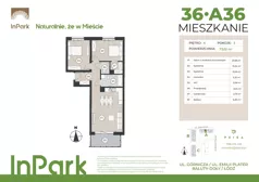 3 pokoje, mieszkanie 73,34 m², piętro 4, oferta nr 36, InPark, Łódź, Bałuty, ul. Górnicza 31