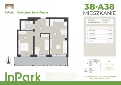 3 pokoje, mieszkanie 57,81 m², piętro 4, oferta nr 38, InPark, Łódź, Bałuty, ul. Emilii Plater / ul. Górnicza