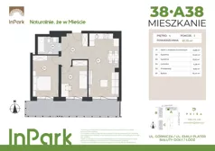 3 pokoje, mieszkanie 57,81 m², piętro 4, oferta nr 38, InPark, Łódź, Bałuty, ul. Emilii Plater / ul. Górnicza