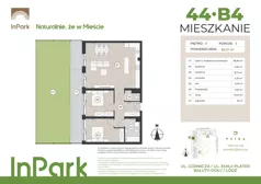 3 pokoje, mieszkanie 80,50 m², parter, oferta nr 44, InPark, Łódź, Bałuty, ul. Emilii Plater / ul. Górnicza