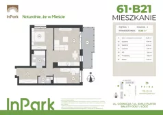 3 pokoje, mieszkanie 61,69 m², piętro 1, oferta nr 61, InPark, Łódź, Bałuty, ul. Emilii Plater / ul. Górnicza