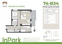 3 pokoje, mieszkanie 61,43 m², piętro 2, oferta nr 74, InPark, Łódź, Bałuty, ul. Górnicza 31