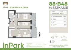 3 pokoje, mieszkanie 65,33 m², piętro 3, oferta nr 88, InPark, Łódź, Bałuty, ul. Górnicza 31