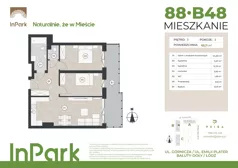 3 pokoje, mieszkanie 65,33 m², piętro 3, oferta nr 88, InPark, Łódź, Bałuty, ul. Górnicza 31