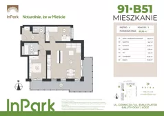3 pokoje, mieszkanie 65,56 m², piętro 4, oferta nr 91, InPark, Łódź, Bałuty, ul. Emilii Plater / ul. Górnicza