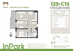 3 pokoje, mieszkanie 56,20 m², piętro 1, oferta nr 125, InPark, Łódź, Bałuty, ul. Emilii Plater / ul. Górnicza