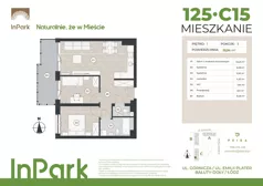3 pokoje, mieszkanie 56,20 m², piętro 1, oferta nr 125, InPark, Łódź, Bałuty, ul. Emilii Plater / ul. Górnicza