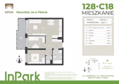 3 pokoje, mieszkanie 56,54 m², piętro 1, oferta nr 128, InPark, Łódź, Bałuty, ul. Górnicza 31