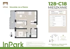 3 pokoje, mieszkanie 56,54 m², piętro 1, oferta nr 128, InPark, Łódź, Bałuty, ul. Górnicza 31