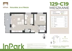 3 pokoje, mieszkanie 58,32 m², piętro 1, oferta nr 129, InPark, Łódź, Bałuty, ul. Emilii Plater / ul. Górnicza