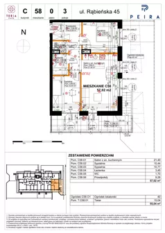 3 pokoje, mieszkanie 56,28 m², piętro 1, oferta nr A06, Teria Park, Łódź, Polesie, Złotno, ul. Rąbieńska 45