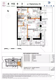 3 pokoje, mieszkanie 56,28 m², piętro 1, oferta nr A06, Teria Park, Łódź, Polesie, Złotno, ul. Rąbieńska 45