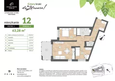 3 pokoje, mieszkanie 63,28 m², piętro 1, oferta nr M12, Srebrzyńska Park IV, Łódź, Polesie, ul. Srebrzyńska 109