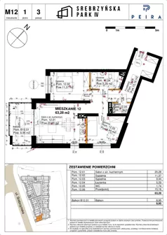 3 pokoje, mieszkanie 63,28 m², piętro 1, oferta nr M12, Srebrzyńska Park IV, Łódź, Polesie, ul. Srebrzyńska 109