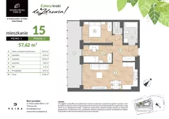 3 pokoje, mieszkanie 57,62 m², piętro 1, oferta nr M15, Srebrzyńska Park IV, Łódź, Polesie, ul. Srebrzyńska 109
